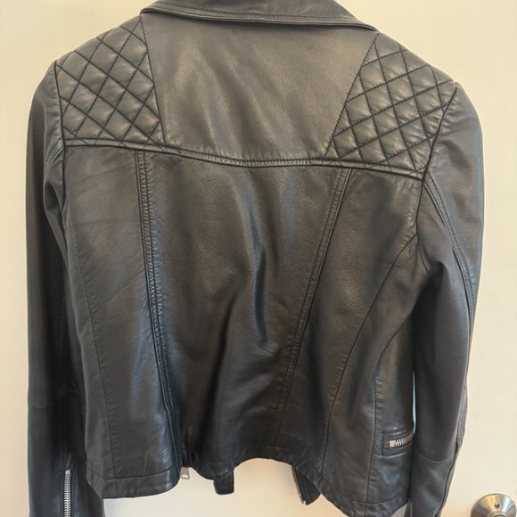 AllSaints Ink (Dark Navy) Leather Jacket Size US 6/ UK 10 - Picture 2 of 5